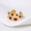 Gold Irregular Wave Red Stone Style (JR473-GR)