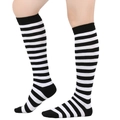Classic black and white striped knee high socks for women and men in a retro JK style - With Heel Thickened / Black & White Thin Stripes