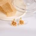 Elegant flower petal earrings with soft pink gradient finish and golden hooks - Flesh Pink Gradient Enamel Earrings