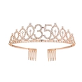 Tiara per 35esimo compleanno in oro rosa con strass e pettini per capelli inclusi - 35 anni