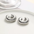Paio di orecchini a spirale intrecciata in argento dal design minimalista - Stile Spirale Argento (ZYN-DME451P)