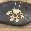 Collana placcata oro 18k con cuore e quattro ciondoli bimba decorati con zirconi - 4 Ragazze