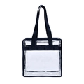 Extra große transparente PVC-Strandtasche mit schwarzen Nylongriffen und Reißverschluss - Marineblau