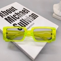 Lunettes de soleil rectangulaires vert fluo à monture transparente pour style Y2K - Jaune Néon