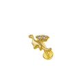 Golden dinosaur stud earring featuring clear diamond accents and a minimalist flat-back design - Gold Dinosaur