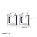 Detailed technical diagram of square lock earrings showing 20mm height and 7.9g weight - Silver Horizontal Rectangle