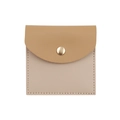 Mini pochette à bijoux bicolore en cuir PU beige et marron avec bouton doré - 8*8cm / Color Block