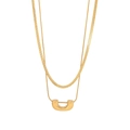 Golden double-layer necklace featuring a snake chain and U-shaped pendant - U-shaped Pendant Double Layer Style (1#)