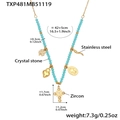 Diagramma dettagliato della collana di perline turchesi con ciondoli in acciaio inox - Collana di perle blu (42+5cm)