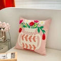 Pink decorative pillow cover featuring elegant floral vase embroidery in French style - Russian Vase Pink (Cover Only)