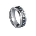 Retro 8mm titanium steel ring featuring silver Nordic runes on black enamel inlay - US 6 / Silver Style 2