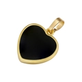 Detailed close-up of a heart-shaped pendant featuring 18K gold plating and black enamel - Black