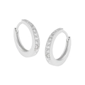 Créoles en argent sterling S925 avec micro-incrustation de zircons blancs étincelants - Argent 925 / Or Blanc