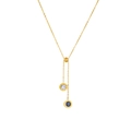 Collana a Y in titanio dorato con numeri romani e pendenti con zirconi blu - Stile Doppio Pendente Numeri Romani (C512) / Oro