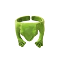 Makroaufnahme des 925er Silberstempels am grünen, lustigen Frosch-Ring für Damen - Einstellbar Offen / Grüner Krallenstil