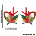 Christmas reindeer antler hair clips with red berries and green leaves, 7.5cm size - Multiple Berries Green Leaf Red Antler Style