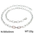Silver stainless steel paperclip link chain necklace for women size 500x5mm and 22g weight - Style B Steel Color Necklace 50cm (KN228644-Z)