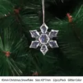 Iridescent 43mm transparent acrylic Christmas snowflake ornaments pack of 12 for tree decor - 43mm Iridescent Glitter Snowflake