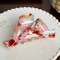 Bow-shaped acetate hair claw clip with colorful marble pattern and oil painting texture - 11.4cm / Colorful Red