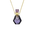 Purple crystal perfume bottle pendant necklace with elegant gold chain for women - Purple Crystal