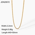 Minimalist 18K gold plated stainless steel 2.2mm twist chain necklace with extender - Gold Thin Rope Chain Style (JDN20672)