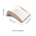 Beige and white minimalist jewelry necklace display stand with dimension labels - Horizontal Bust Neck Display (White/Champagne)