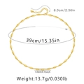 Detailed technical diagram showing dimensions and link width of the 18K gold-plated chain - KN0140/Olive Seed Link Chain