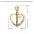 Detalle de colgante corazón de nácar con dimensiones e info de acero inoxidable - Corazón de Diamantes Color Vertical (YF204)