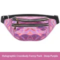 Waterproof laser waist bag for women in deep purple with shiny reflective finish - Deep purple