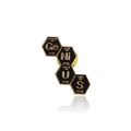 Broche Genius en émail avec éléments du tableau périodique Ge, Ni, U et S - Genius-Noir