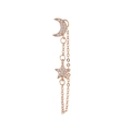 Macro detail of rose gold moon and star chain earrings with crystal pavé settings - Rose Gold (EGD0279玫瑰金)