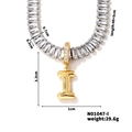 Detailed view of silver zircon chain with gold letter I pendant and dimension specs - Letter I Shape Style (N01047-I)
