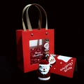 Christmas gift set with red tote bag, Santa Claus jewelry box and Merry Christmas card - Santa Claus Box (Red Transparent Bag Set)
