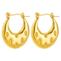 Golden crescent hoop earrings with vintage dotted texture and latch back closure - Point Textured Full Crescent