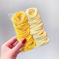Elastic seamless hair ties in yellow and cream colors, set of 50 durable hair ropes - 1# Yellow Series