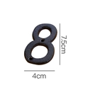 Numero civico 8 in ghisa nera industriale con fori di fissaggio, misura 7,5x4 cm - Numero in Ghisa-8
