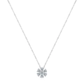 S925 sterling silver lucky flower necklace with clear zircon pendant on a cross chain - White Flower (RHN977-BAI) / 925 Silver