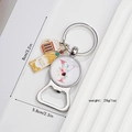 Detail view of beer bottle opener keychain with letter X charm and weight specifications - Letter Y
