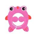 Pink cartoon frog baby shower cap with adjustable strap for ear protection - Goldfish Pink