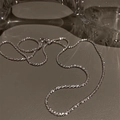 Close-up of silver-tone necklace featuring sparkling diamond-cut texture and lobster clasp - Shimmering Silver Fine Chain