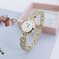 Elegant gold quartz watch for women with rhinestone-studded chain bracelet band - Thick Chain Rhinestone Strap / Style B Gold