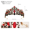 Corona da sposa barocca dorata con strass rossi e neri per accessorio da sposa europeo - Oro Rosso Nero