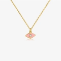 Collana in argento S925 dorato con pendente occhio greco rosa e zircone bianco lucido - Marquise Smalto Rosa