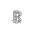 Sparkling pave setting 18k brass letter B pendant charm with clear zircon stones - Silver B