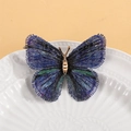 Élégante broche papillon brodée dégradé bleu et vert avec métal doré poli de luxe - Papillon (KC0069) / Bleu