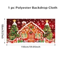 Kerst achtergrond peperkoekhuisje 100x150cm rode polyester wanddecoratie - 100x150cm / Peperkoekhuisje