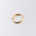 Close-up of a polished golden stainless steel flat key ring on a white surface - Gold