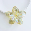Iridescent yellow frangipani flower hair claw clip with holographic resin finish - 8cm Iridescent Yellow