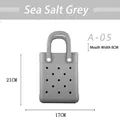 Cute mini EVA beach tote bag in rock grey color with hollow hole design and measurements - Gray