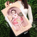 Princess doll in pink lace dress inside a large gift box held by hands for display - 41cm Box Red 30cm Doll